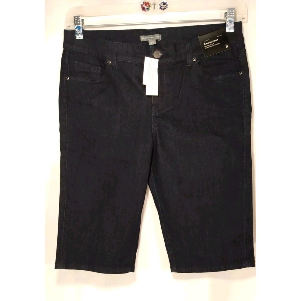 new york‎ and company Women Dark Blue Bermuda Straight leg Shorts Size 8